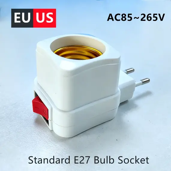 2~1PCS E27 EU/US/AU Plug LED Light Lamp Bulbs Socket Base Holder  Edison Light Bulb Adapter ON/OFF Switch Lighting Accessories