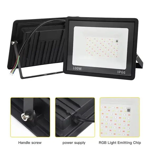 RGB LED Floodlight Color LED Spotlight with Remote Outdoor IP66 Waterproof Wall Spotlight Festival Landscape Decorative Lights