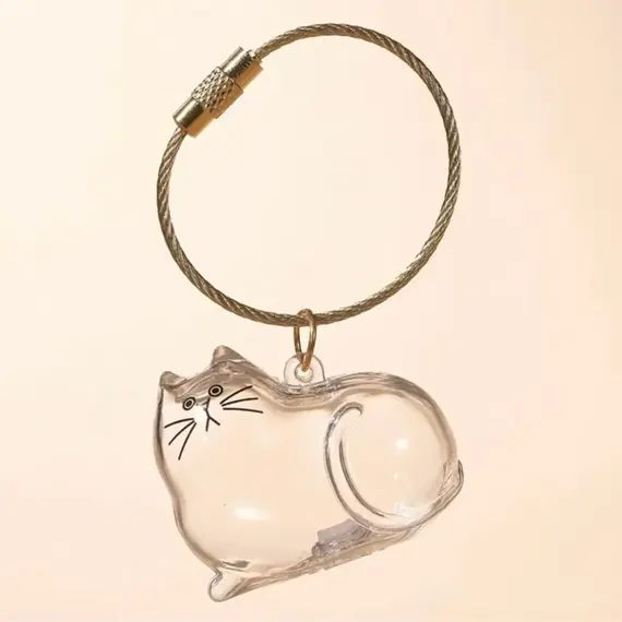 Transparent Dog Hair Storage Container Adorable Pet Keepsake Capsule Pendant With Key Ring for Pet Lovers DIY Memorial Keychain