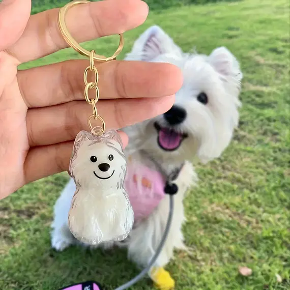 Transparent Dog Hair Storage Container Adorable Pet Keepsake Capsule Pendant With Key Ring for Pet Lovers DIY Memorial Keychain