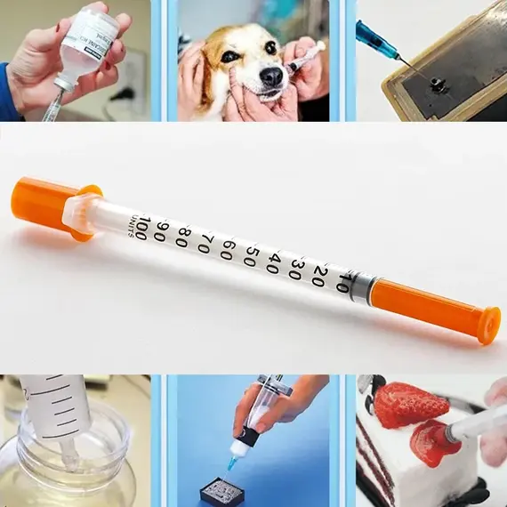 20/50/100pcs 1ml 0.5ml 30G 31G Pet Animal Dog Cat Disposable Syringe Plastic Veterinary Syringe With Needles Medical Supplies