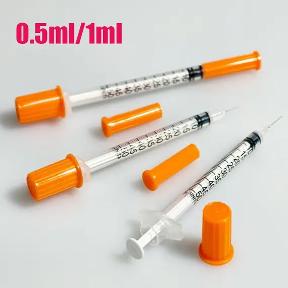 20/50/100pcs 1ml 0.5ml 30G 31G Pet Animal Dog Cat Disposable Syringe Plastic Veterinary Syringe With Needles Medical Supplies
