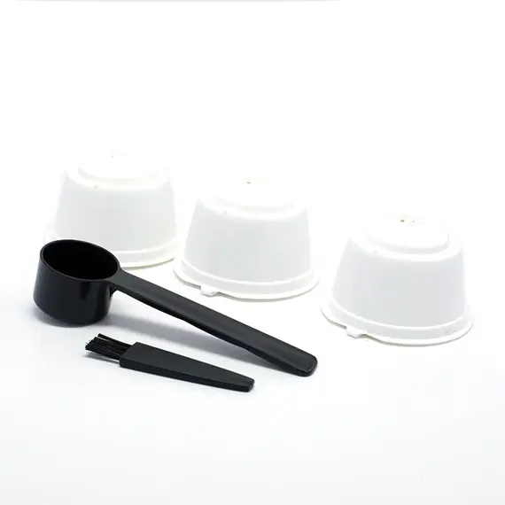 3Pcs Fit For Dolce Gusto Coffee Filter Cup Reusable Coffee Capsule Filters With Spoon Brush
