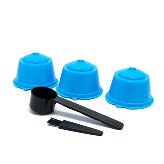 3Pcs Fit For Dolce Gusto Coffee Filter Cup Reusable Coffee Capsule Filters With Spoon Brush
