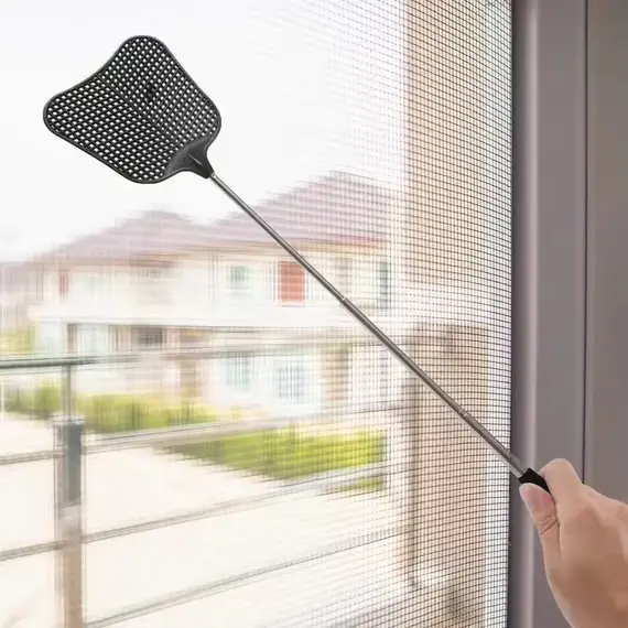 Long Handle Telescopic Fly Swatters Durable Plastic Heavy Stainless Duty Flyswatter Anti Slip Handle Mosquito Repellent Tools