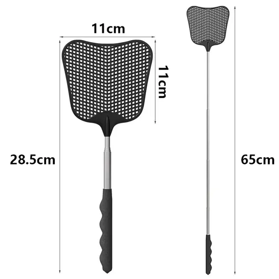 Long Handle Telescopic Fly Swatters Durable Plastic Heavy Stainless Duty Flyswatter Anti Slip Handle Mosquito Repellent Tools
