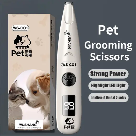 Pet Dog Electric Groomer Trimmer with LED Light Waterproof Pet Foot Hair Trimmer Low Noise Cat Dog Face Foot Ear Hip Paw Shaver