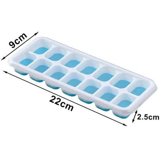 Ice Cube Tray Mold with Lid Silicone Square 14 Cube Easy Release Ice Cube Molds Summer Kitchen Bar DIY Iced Cocktail Freeze Tool
