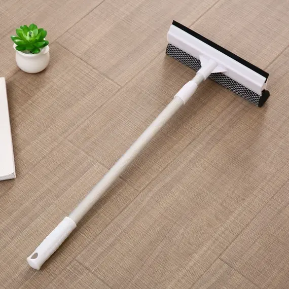 1pc Squeegee Window Cleaner 2 in 1 Retractable Pole Cleaning Window Brush Glass Squeegee Cleaning Tool for Car Shower Glass Door