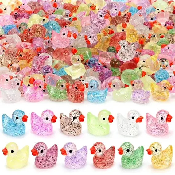 ~Glitter Miniature Resin Duck Mini Tiny Ducks for DIY Garden Micro Landscape Aquarium Potted Dollhouse Decoration Decor