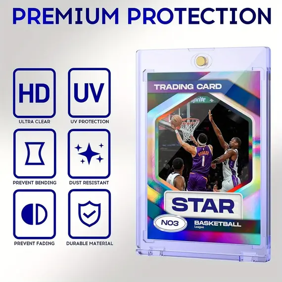 1-20 Magnetic Card Holder 35pt One Touch Card Holder U-V Protectors Hard Plastic for Trading Cards Magnet Baseball Cards Holder