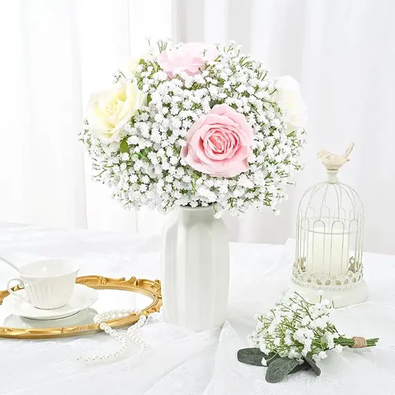 90Heads Artificial Flowers Bouquet 61cm Plastic Gypsophila Fake Flower for Home Decor Wedding Party Decorations Vase Accessories