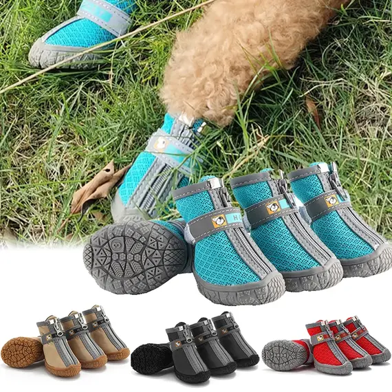 Dog Shoes Non-Slip Soles Thick Plush Protection Paw Pet Shoes Warm For Dog Non-Slip Dog Shoes Breathable Climbing Pets Booties