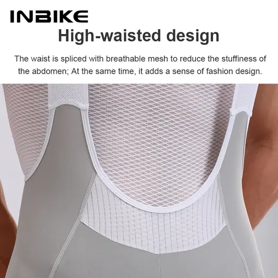 INBIKE 2025 Men's Cycling Bib Shorts High-Waisted Breathable Biking Bicycle Bibs Pants MTB Cycling Clothing Man with Pockets