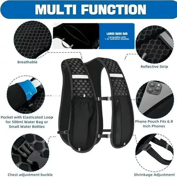 Light Weight Hydration Backpack for Outdoor Sports - Ergonomic Water Holder for Running, Cycling, Walking and Kayaking
