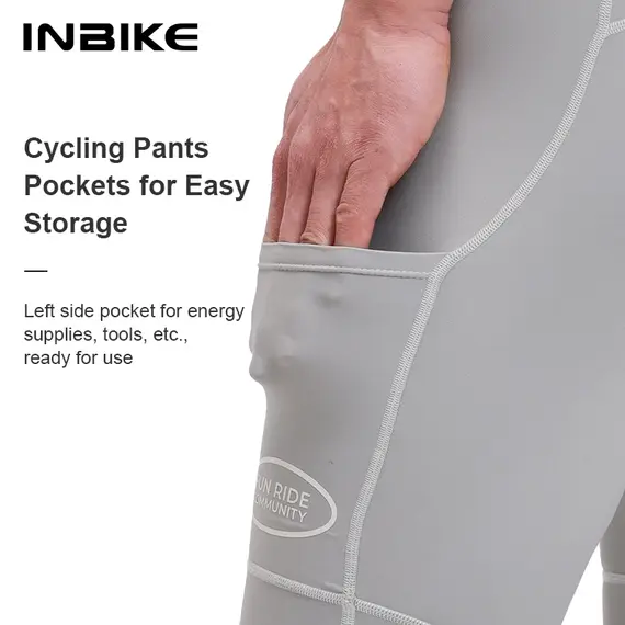 INBIKE 2025 Men's Cycling Bib Shorts High-Waisted Breathable Biking Bicycle Bibs Pants MTB Cycling Clothing Man with Pockets