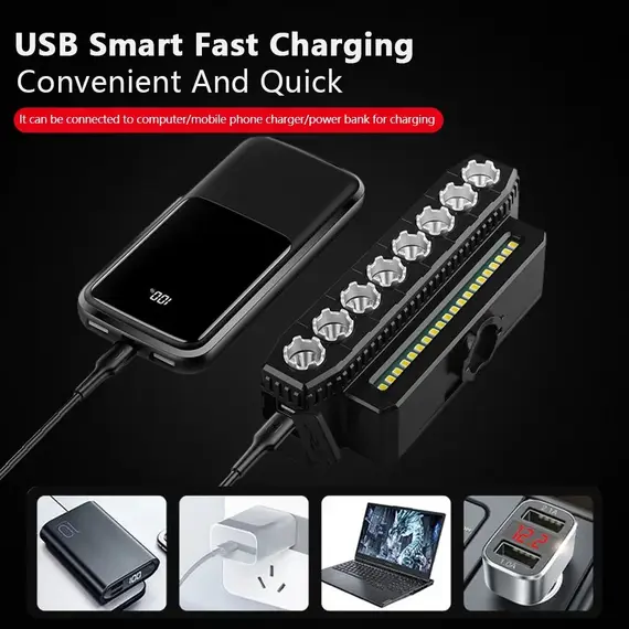 5/8 LED Bicycle Front Light USB Rechargeable 130dB Cycling Bike Horn Easy to Install 6 Modes Bicycle Bell Light