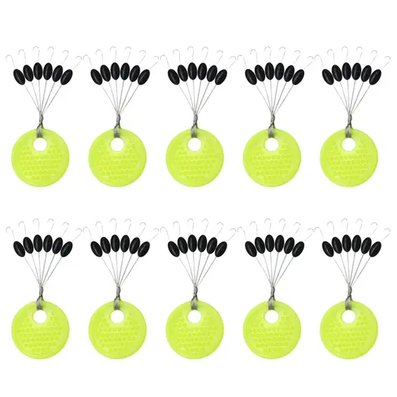 60/120PCS 10/20 Group Set Rubber Silicon Space Bean Sea Carp Fly Fishing Black Rubber Oval Stopper Fishing Float Fishing Bobber