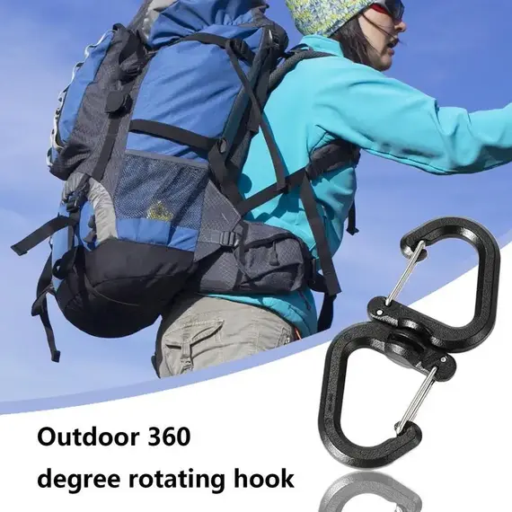 Double Clip Carabiner Outdoor Hook Clip Multi-Use Outdoor S Chain Hooks Portable Backpack Locking Hooks With 360 Degree Swivel
