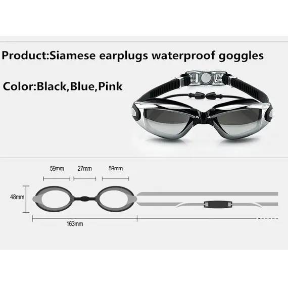 Swimming Goggles Adult Pool Glasses Anti Fog Men Women UV Protection Optical Waterproof Swim Eyewear with Earplugs