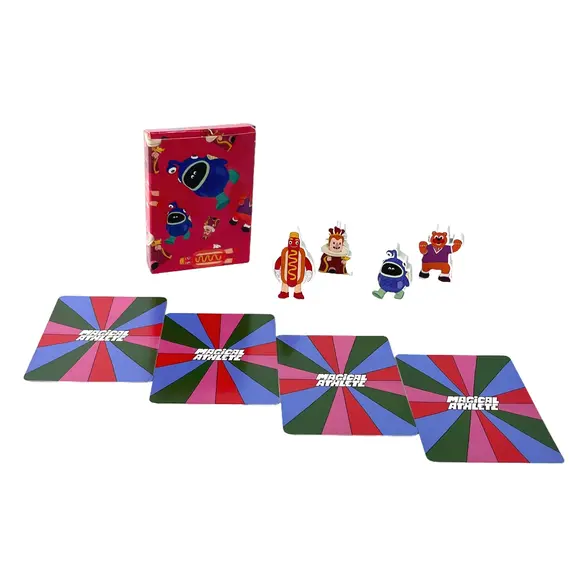 Magical Athlete Board Game DIY Expansion - Hot Streaker Tokens: 4 Wooden Tokens + 4 Cards - Base Game Required