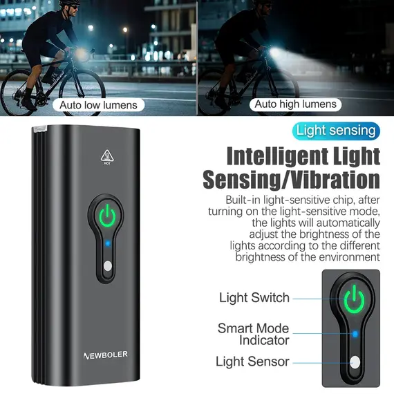 NEWBOLER 10000mAh Smart Bicycle Light Front 10000LM Bike Light Waterproof USB Charging MTB Road Cycling Lamp Bike Accessories
