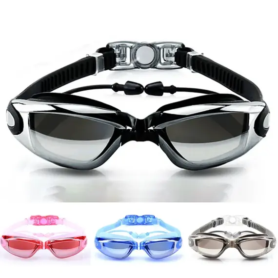 Swimming Goggles Adult Pool Glasses Anti Fog Men Women UV Protection Optical Waterproof Swim Eyewear with Earplugs