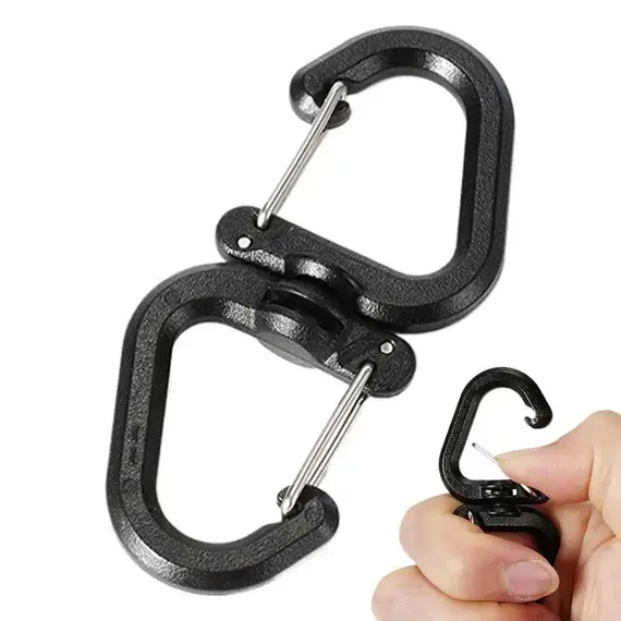 Double Clip Carabiner Outdoor Hook Clip Multi-Use Outdoor S Chain Hooks Portable Backpack Locking Hooks With 360 Degree Swivel
