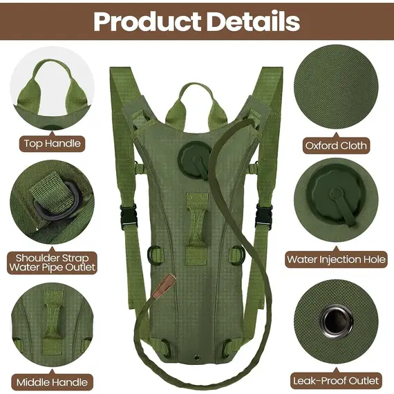 Sport Hydration Pack Backpack Water-proof Nylon Water Bag with 3 Liter Bladder for Hiking Cycling Climbing