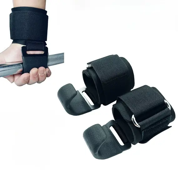 Weight Lifting Hook Grips With Wrist Wraps Hand-Bar Wrist Strap Gym Fitness Hook Weight Strap Pull-Ups Power Lifting Gloves