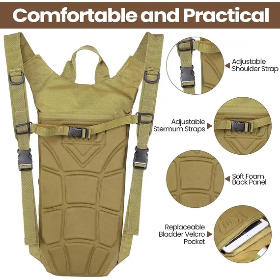 Sport Hydration Pack Backpack Water-proof Nylon Water Bag with 3 Liter Bladder for Hiking Cycling Climbing
