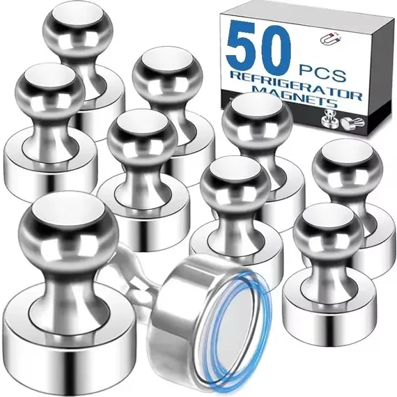50/1Pcs Metal Strong Magnetic Pushpins Magnets Pin Whiteboard Fridge Thumbtack Power Magnet Sheets Push Pins for Office School