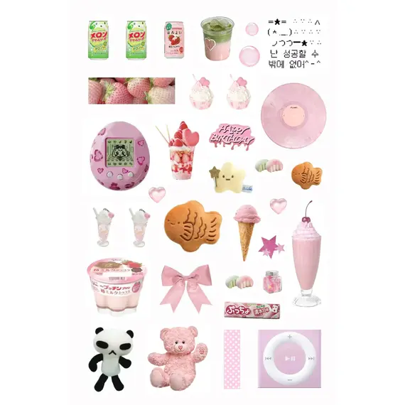 5pcs Cartoon Transparent Flash Film Sticker Glitter Stars Cute Bear Four-Leaf Clover Sticker Kawaii  Phone Decorative Stickers