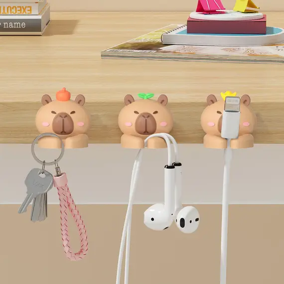 WORTHBUY Cute Desktop Cable Organizer Holder Winder Clips Desk Self-Adhesive Mobile Phone Data Cable Management Wire Cord Holder