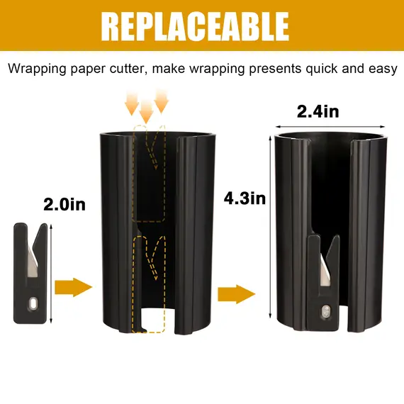 HORN Sliding Wrapping Paper Cutter - Easy-Glide Gift Wrap Trimmer for Christmas & Birthdays, Durable ABS，, Orange/Black