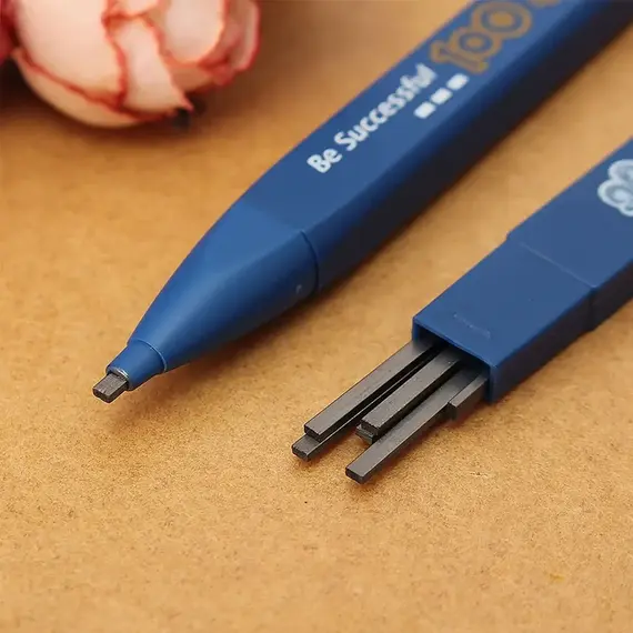 2B Mechanical Pencil Set, Including 1 Pencil and 6 Lead Pieces, Black Lead, No-Sharpening Lead (Color Random).