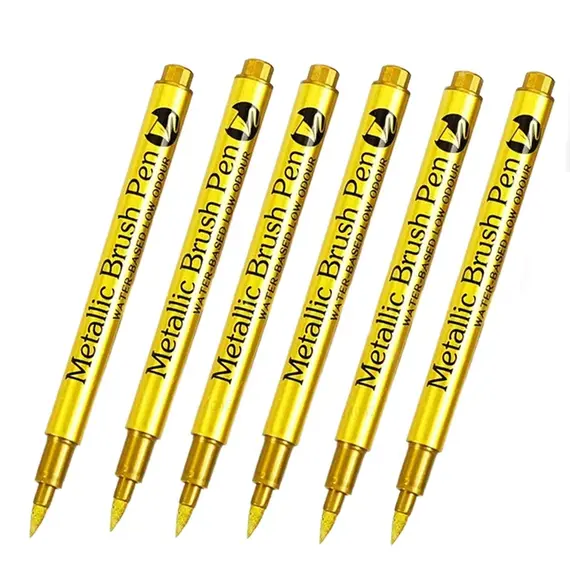 4/6pcs Waterproof Permanent Metallic Brush Paint Marker Pens DIY Resin Mold Gold Silver Drawing Supplies Craft Markers Pen