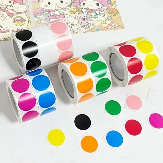 1000 PCS Color Dot Label Sticker  Classification Mark Coated Paper Sticker Rolls  Kawaii Stationery  Aesthetic