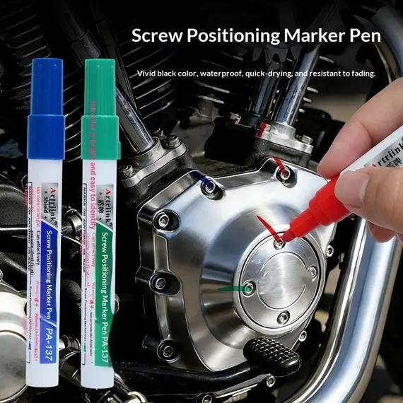 #2*Screw Positioning Marker Pen Waterproof Quick Drying Permanent Marking Pen For Motorcycle Car Mechanical Maintenance Assembly