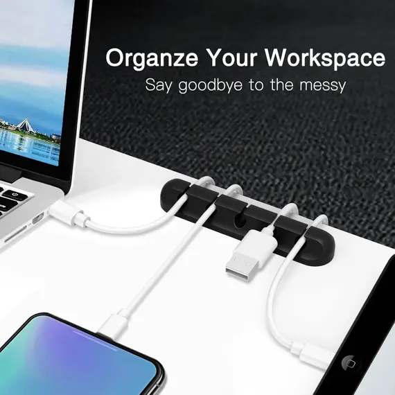 Cable Cord Wire Organizer Silicone USB Cable Winder Management Clips Self Adhesive for Mouse Keyboard Headset Car For iPhone