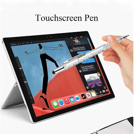 7 in1 Multifunction Ballpoint Pen With Modern Handheld Tool Measure Technical Ruler Screwdriver Touch Screen Stylus Spirit Level