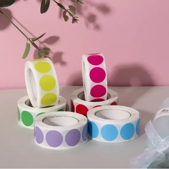 1000 PCS Color Dot Label Sticker  Classification Mark Coated Paper Sticker Rolls  Kawaii Stationery  Aesthetic
