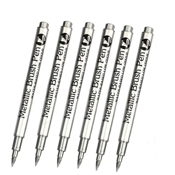 4/6pcs Waterproof Permanent Metallic Brush Paint Marker Pens DIY Resin Mold Gold Silver Drawing Supplies Craft Markers Pen