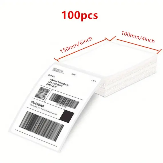 4x6 Inch Direct Thermal Labels 500 Labels Per Stacked Strong Adhesive, Labels Resistant to Water & Grease For Shipping Label