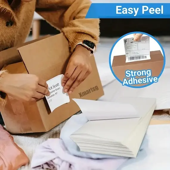 4x6 Inch Direct Thermal Labels 500 Labels Per Stacked Strong Adhesive, Labels Resistant to Water & Grease For Shipping Label