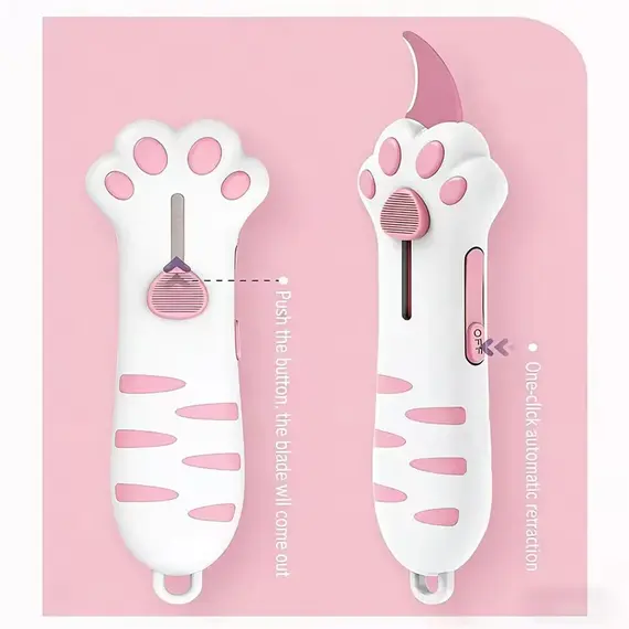 Retractable Cute Cat Paw Multi-Function Utility Knife, Portable and Safe Unboxing Tool, Office and Home Paper Cutting Gadget ﻿