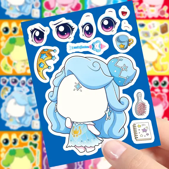  8Sheets Anime Cartoon Make a Face Make a Face Jigsaw Decals DIY Assemble Education Sticker Cute Cartoon Stationery Toys Gift