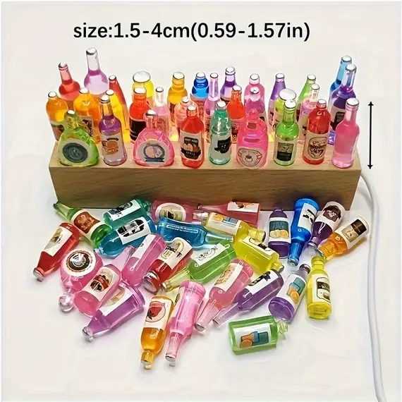 50 Pieces of Mini Drink Bottle Doll House Decoration, DIY Mobile Phone Case Wine Bottle Doll House Decoration
