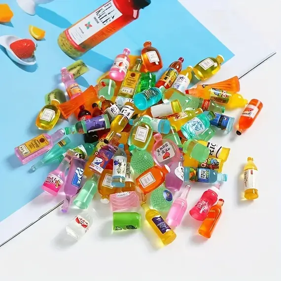50 Pieces of Mini Drink Bottle Doll House Decoration, DIY Mobile Phone Case Wine Bottle Doll House Decoration