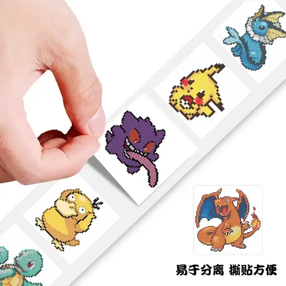 500pcs/Roll Cute Pixel Pokemon Pikachu Cartoon Anime Sealing Stickers DIY Laptop Decals Decoration Stiker Reward Gift Toys